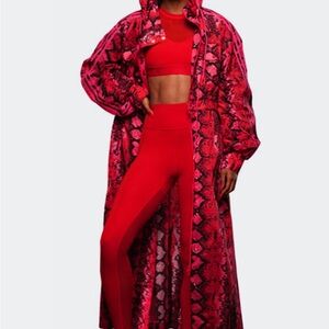 Red Snake Print Hooded Coat and Leggings Set